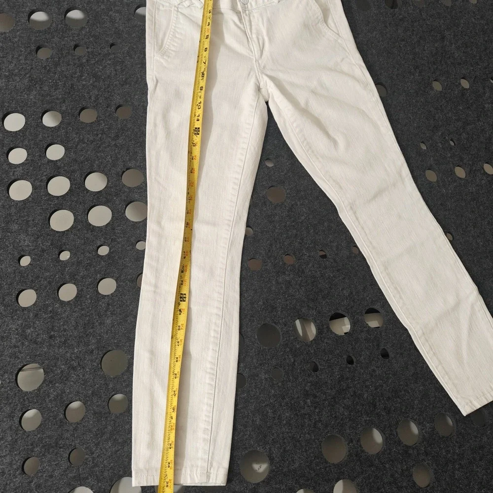 Tory Burch White‎ Skinny Jeans Womens 27 Braided Waist Detail Stretch Denim Slim
